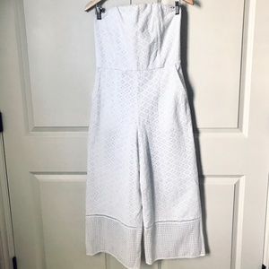 Club Monaco Strapless Jumpsuit White eyelet